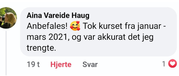 Tilbakemelding fra Aina Vareide Haug om Artroseskolen